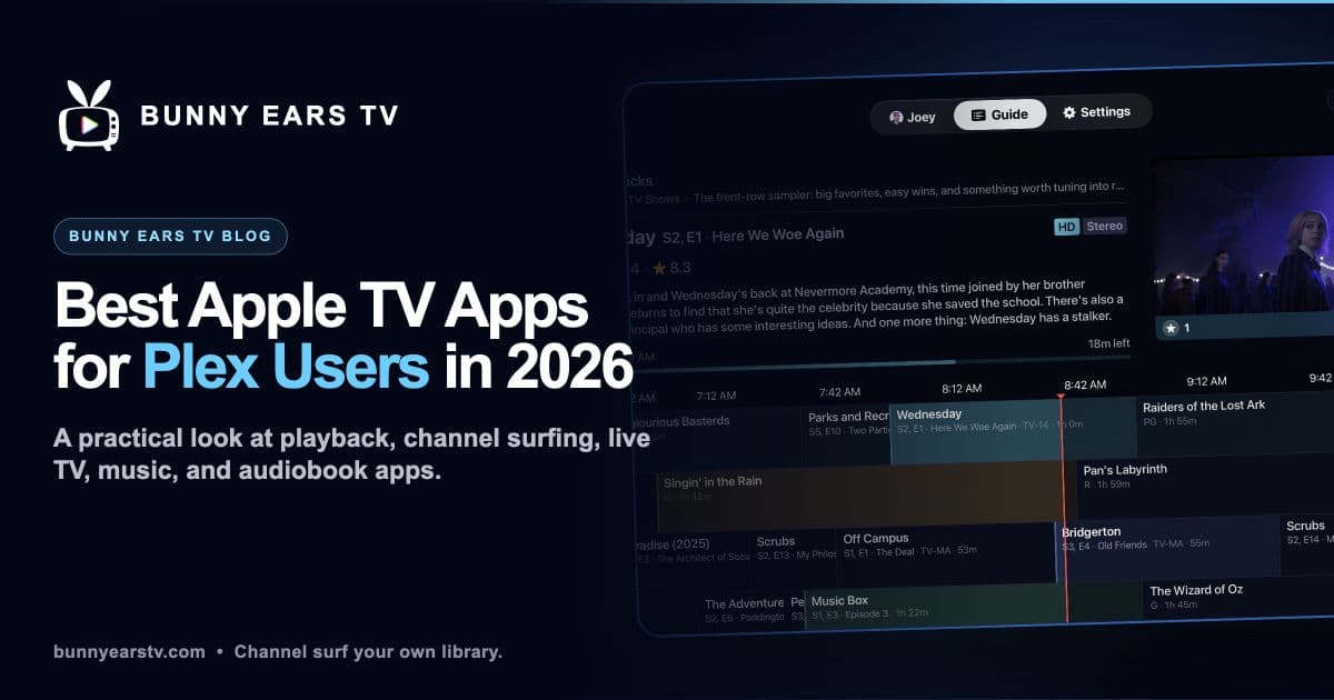 Apple TV apps and companion apps used with a Plex media library