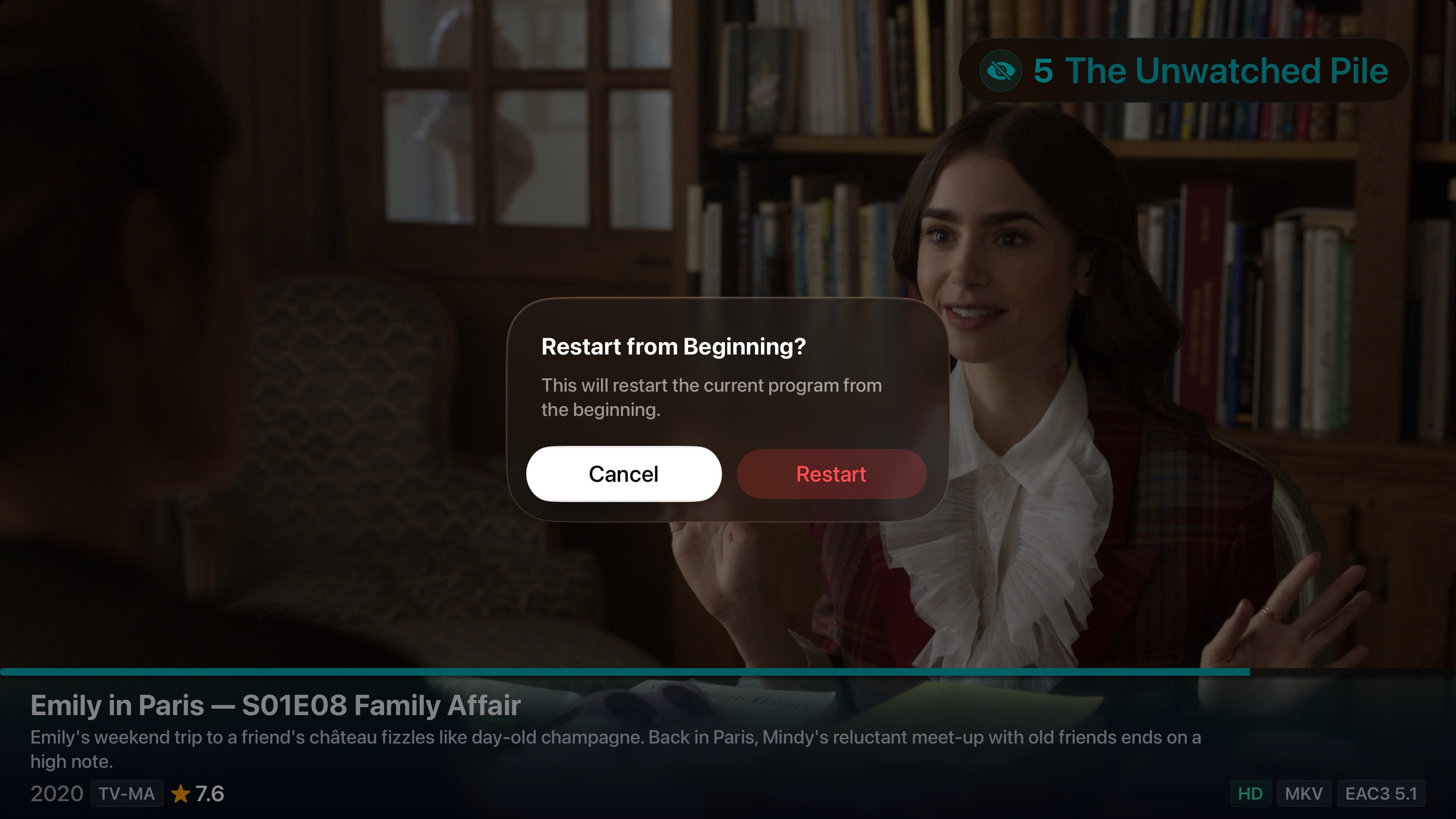 DVR controls showing rewind, fast forward, and pause on Bunny Ears TV