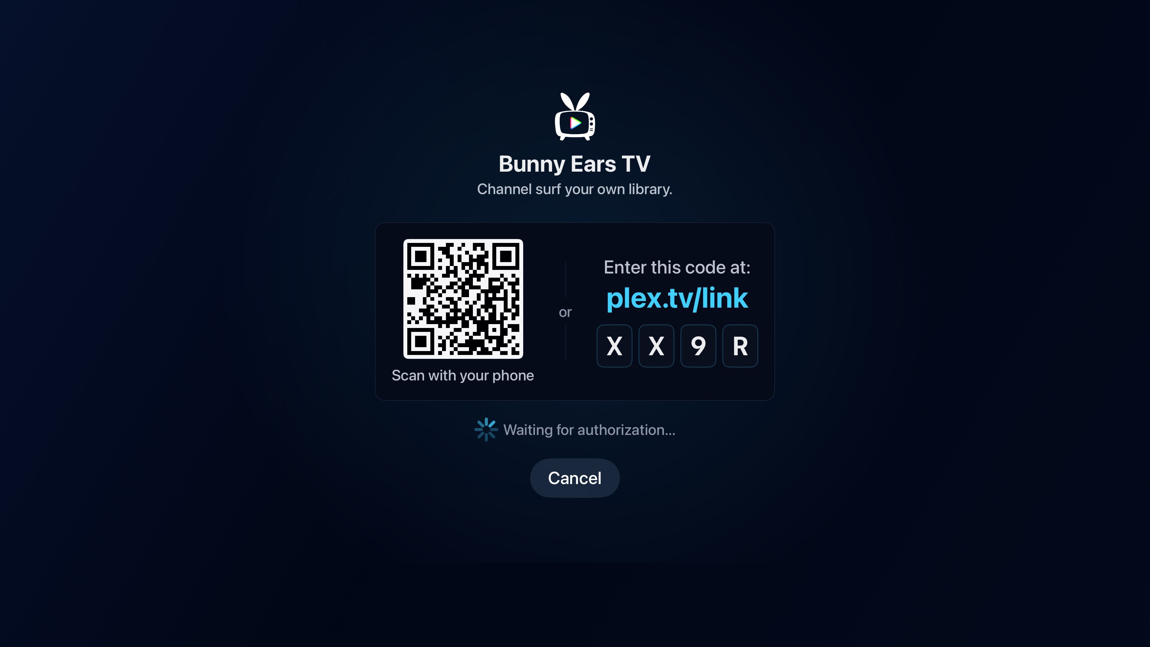 Sign In with Plex using QR code or 4-character PIN on Apple TV